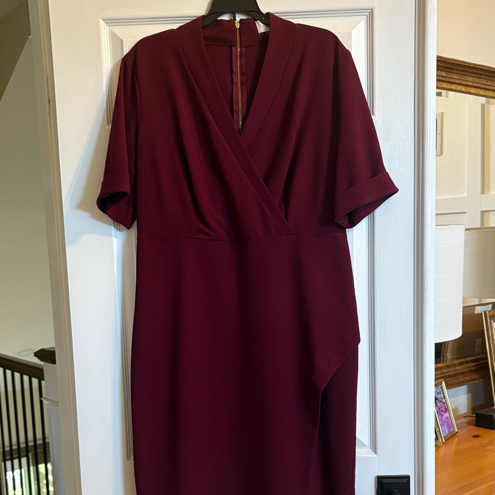 Chic Asymmetrical Burgundy Dress